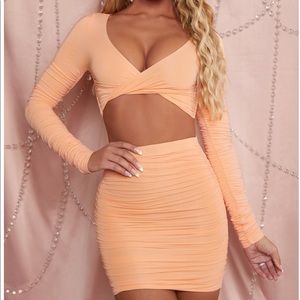 Feel The Ruche Crop Top and Mini Skirt Set